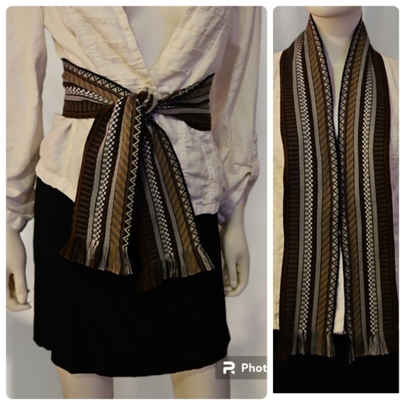 VINTAGE Tightly Woven Ethnic Tribal Striped Sash Scarf - Picture 1 of 3